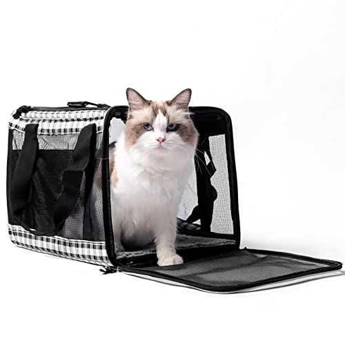 EXPAWLORER Cat Carriers for Large Cats 20 lbs - Soft-Sided cat Carriers for Medium Cats Under 25, Top Load Pet Carrier Fit 2 Cats Small Dogs, Airline Approved Pet Travel Bag