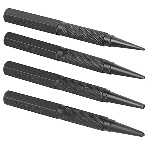 4-Piece Nail Setter Punch & Center Punch Set, Precise Marking, Enhanced Grip, Versatile Usage, Professional Woodworking & Carpentry Tool Kit