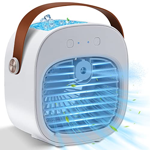 Portable Air Conditioners, 5200mAh Rechargeable Mini Air Conditioner Duration 5-10 hrs, Personal Air Cooler with 3 Speeds, Small Desk Air Conditioner for Bedroom, Office, Outdoor