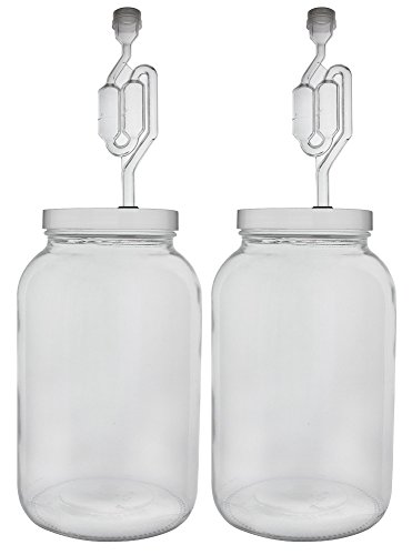 FastRack One gallon Wide Mouth Jar with Drilled Lid & Twin Bubble Airlock-Set of 2, multicolor (B01AKB4G9E), 1 gallons