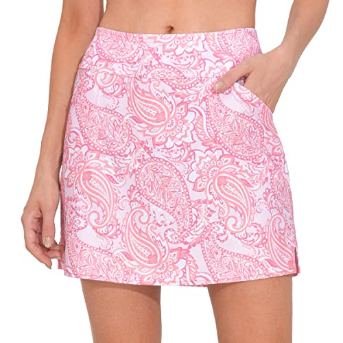 M MOTEEPI Golf Skirts for Women with 4 Pockets 16" Athletic Tennis Skirt Activewear Crystal Pink L