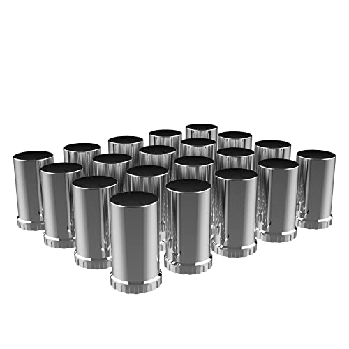 Fumuchy 33MM Chrome ABS Plastic Cylinder Screw on Lug Nut Covers Caps with Flange for Semi Truck Wheels (20)