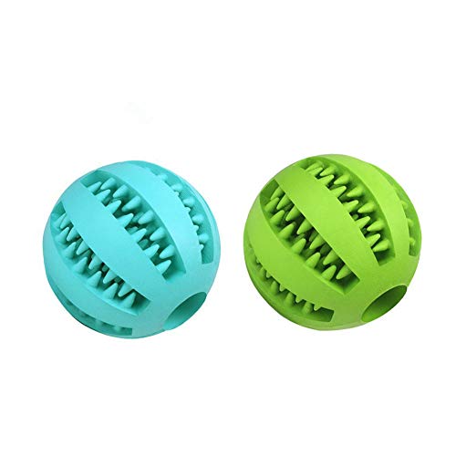 Bojafa 2Pack Dog Teething Toys Ball Nontoxic Durable Dog IQ Puzzle Chew Toys for Puppy Small Large Dog Teeth Cleaning/Chewing/Playing/Treat Dispensing Dog Toys
