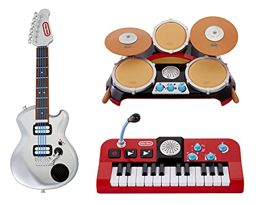 Little Tikes My Real Jam First Concert Set with Electric Guitar, Drum and Keyboard, 4 Play Modes, and Bluetooth Connectivity - for Kids Ages 3+