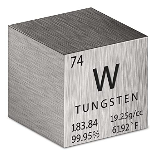 Tungsten Cube Metal Density Cubes Pure Metal High Density Element Cube for Element Collections Lab Experiment Material Hobbies Heavy Small Objects Experience (Tungsten, 1 Inch)