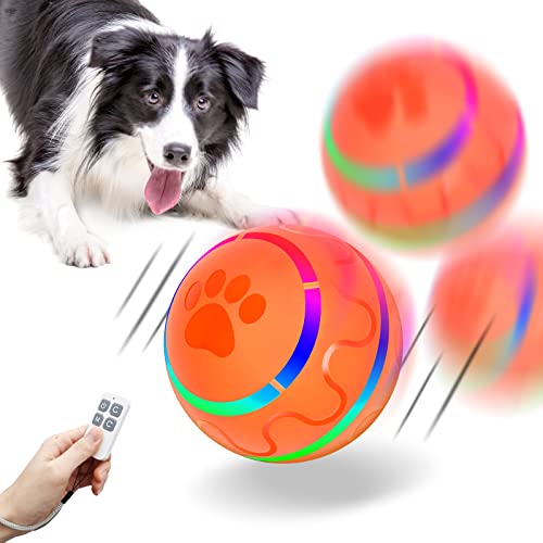 IFurffy Peppy Pet Ball for Dogs with Remote Control, Interactive Dog Toy with Led Flash Lights for Small Meduium Large Dogs Breed, Durable Wicked Ball with Motion Activat BPA-Free USB Rechargeable