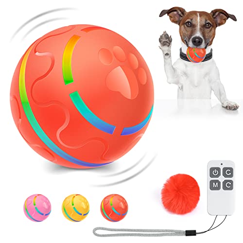 Ayvfirex Interactive Dog Toys for Boredom and Stimulating, Remote Control LED Lights Dog Balls Active Rolling Ball for Dogs, IPX6 Waterproof Moving Pet Toy for Small/Medium/Large Breed (Orange)