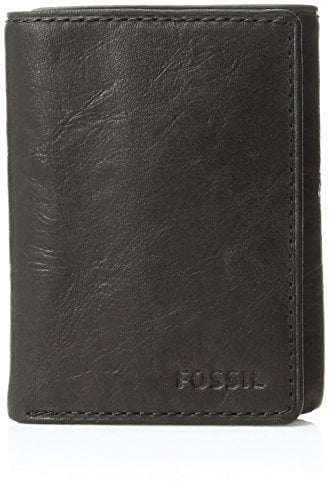 Fossil Men's Ingram Leather Trifold with ID Window Wallet, Black, (Model: ML3289001)