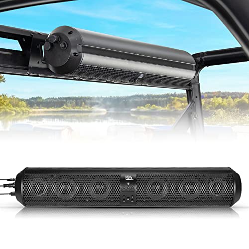 kemimoto UTV Soundbar SxS Speakers X3 Audio Sound bar System with 2X Tweeters and 4X Subwoofers Waterproof Bluetooth Compatible AUX Input USB Port 500W 28" Outdoor Marine Soundbars