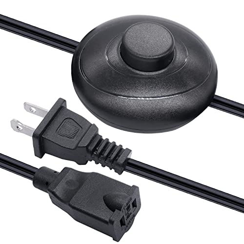 Twidec/Momentary Black Foot Pedal Push Switch Round Inline Lamp Light On-Off Control Foot Switch 3A 125VAC with 5.9FT 18AWG 2-Prong Polarized Extension Cord N-012-1.8MX