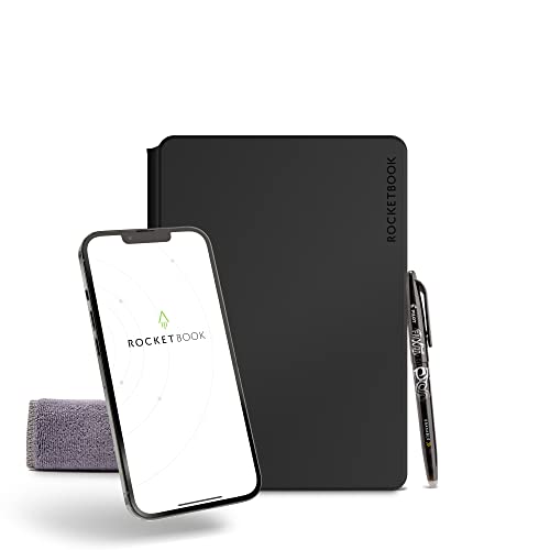 New Rocketbook Pro 2.0 Smart Notebook | Black | Scannable Office Notebook with 20 Sheet Page Pack - Lined and Dot Grid | Hardcover Vegan Leather Reusable with 1 Pilot Frixion Pen & 1 Microfiber Cloth | Letter Size: 8.5 in x 11 in