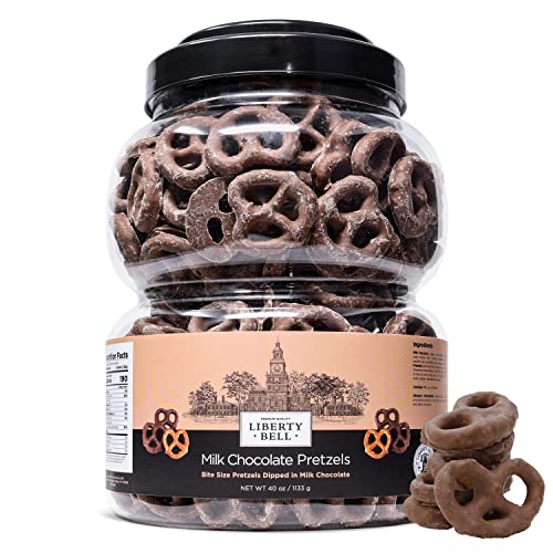 Liberty Bell Real Milk Chocolate Covered Mini Pretzels, 40 Ounce Tube