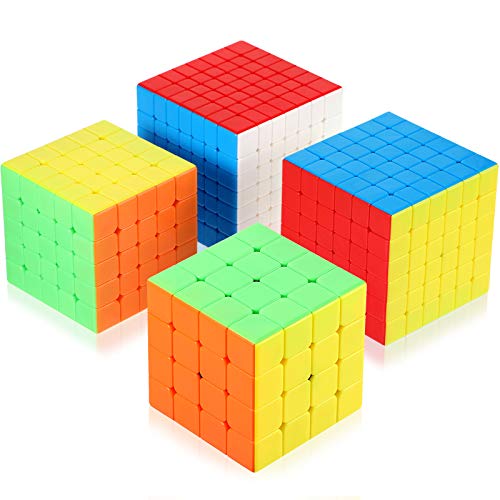 4 Pieces Stickerless Speed Cube Set 4x4 5x5 6x6 7x7 Stickerless Speed Cube Puzzles Toys Collection