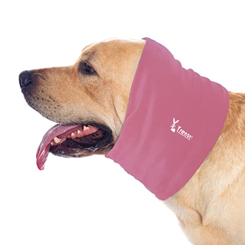 Dog Hoodie, Soft Snoods for Dogs, Breathable Dog Head Wrap Ear Cover for Anxiety Relief and Calming, No Flap Ear Wraps for Dogs Reduce Anxiety Thunder, Vacuum Cleaner (Pink, L)