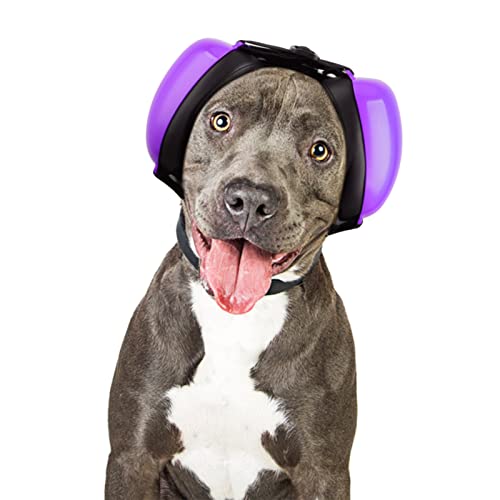 Famikako Dog Ear Muffs for Noise Protection, Noise Cancelling Headphones for Dogs, 25dB NRR Dog Earmuffs, Dog Ear Plugs for Hearing Protection from Thunder, Fireworks, Vacuums (M, Purple)