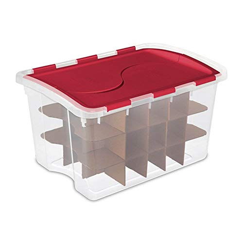 Sterilite 48 Quart Clear Stackable Holiday Christmas 45 Ornament Storage Box