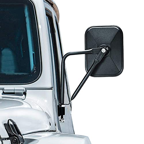 CALBEAU Jeep Mirrors, 2 Pack Square Adventure Side View Mirrors for Jeep Wrangler CJ YJ TJ JK JL JT& Unlimited Accessories, 2023 Upgraded Quicker Install Door Hinge Mirror for Safe Doors Off Driving