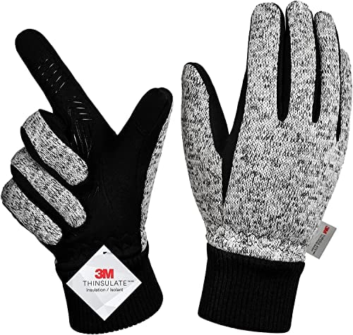 MOREOK Winter Gloves -10F 3M Thinsulate Warm Gloves Bike Gloves Cycling Gloves for Driving/Cycling/Running/Hiking-Gray-M