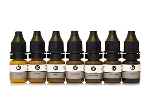 Permanent Make-up Pigment, Brow Ink Color Set for Eyebrows, Professional Medical-Grade Tattoo Ink, Works with Permanent Machine&Microblading, 5 ml (Set Of 7) by Biocutem 0.17oz