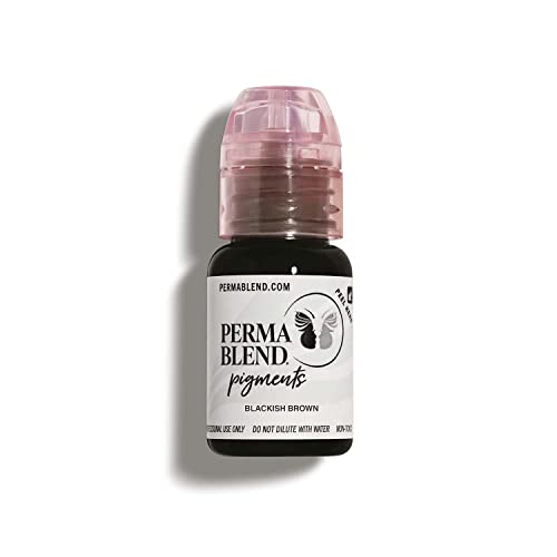 Perma Blend, Blackish Brown - High Opacity Pigment for Eyebrows & Eyeliner - Permanent, Vegan, Tattoo Makeup - Cool Toned Brow Color, Cruelty Free (0.5 Oz)