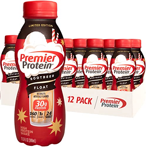 Premier Protein Shake, Root Beer Float, 30g Protein, 1g Sugar, 24 Vitamins & Minerals, Nutrients to Support Immune Health, 11.5 fl oz, 12 Pack