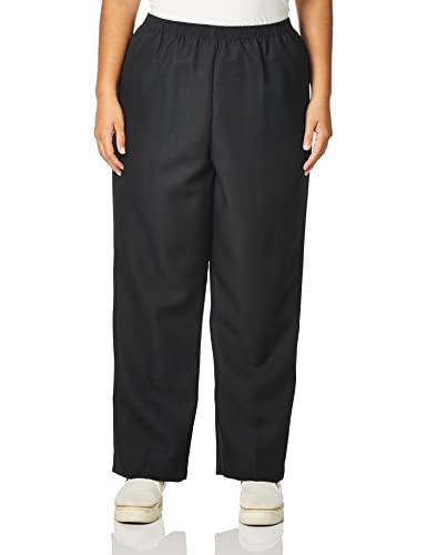 Alfred Dunner Women's All Around Elastic Waist Polyester Pants Poly Proportioned Medium, Black, 14 Petite