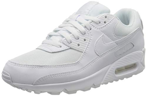 Nike Men's Air Max 90 Sneaker, White White White Wolf Grey, 7