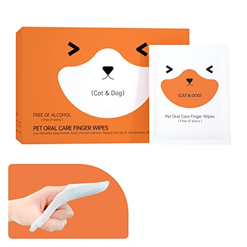 Tongueclear Pet Dental Care Finger Wipes, 60pcs, Breath Freshener Dental Finger Wipes for Dog & Cat, Optimize Oral Health, Reduce Plaque & Tartar, No Brush