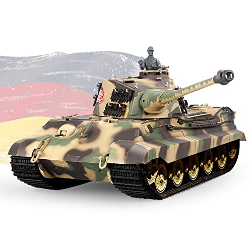 Heng Long RC Tank for Adults 1:16 2.4ghz German Tiger King Henschel Remote Control Tank Model (320-Degree Rotating Turret) RC Tanks That Shoots Military Vehicles Toys Gifts for 14+ Boys