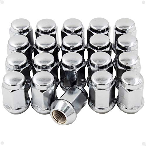 Wheel Accessories Parts Set of 20 Chrome 7/16 Lug Nuts Closed End Bulge Acorn Lug Nut Style 1.38" Long Cone Seat 19mm (3/4") Hex Wheel Lug Nut (7/16 UNF, Chrome)