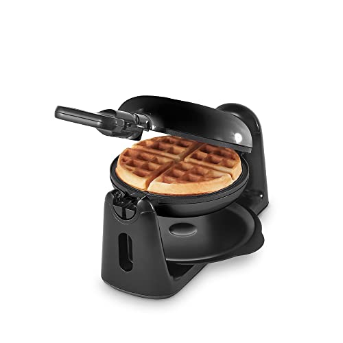 DASH Flip Belgian Waffle Maker With Non-Stick Coating for Individual 1" Thick Waffles  Black