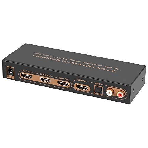 iArk 3x1 HDMI Switch with TOSLINK Optical SPDIF & RCA L/R Audio Out, 3 Port HDMI Audio Extractor Splitter with Remote, Supports ARC, 4kx2k@30hz, Full 3D, 1080P