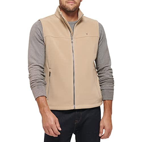 Tommy Hilfiger Men's Polar Fleece Vest, Tan, Medium