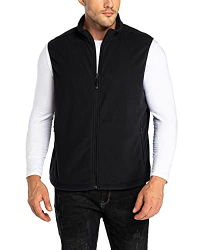 33,000ft Men's Fleece Vest, Lightweight Warm Zip Up Polar Vests Outerwear with Zipper Pockets, Sleeveless Jacket for Winter