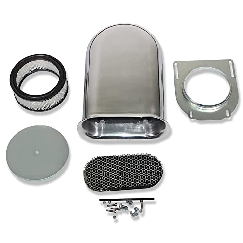 DEMOTOR PERFORMANCE Hilborn Style Hood Air Scoop Kit Single 4 Barrel Carb Smooth Top Polished Aluminum