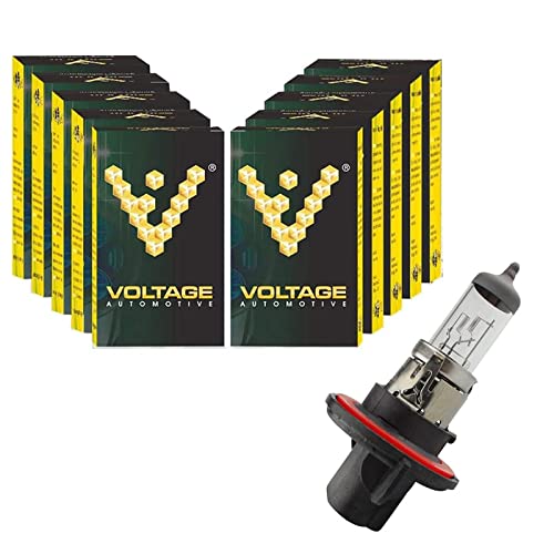 Voltage Automotive H13 9008 Headlight Fog Light Bulb (10 Pack) - Standard Replacement For High Beam Low Beam Fog Lights