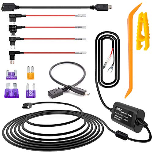 Type C Port Dash Cam Hardwire Kit iiwey 13ft 12V 24V to 5V Hard Wire Kit Fuse for Dashcam, Car Dash Camera Charger Power Cord with LP/Mini/ATO/Micro2 Fuse for Dash Cam, GPS Navigator, Radar Detector