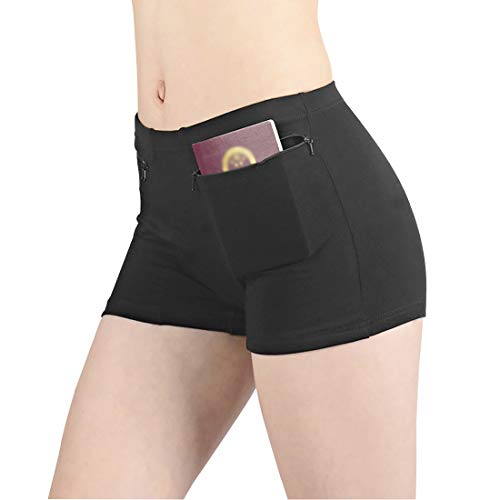 Pocket Pantie for Women, Travel Underwear with Secret Pocket Panties Women's, Medium Size 2 Packs (Black)