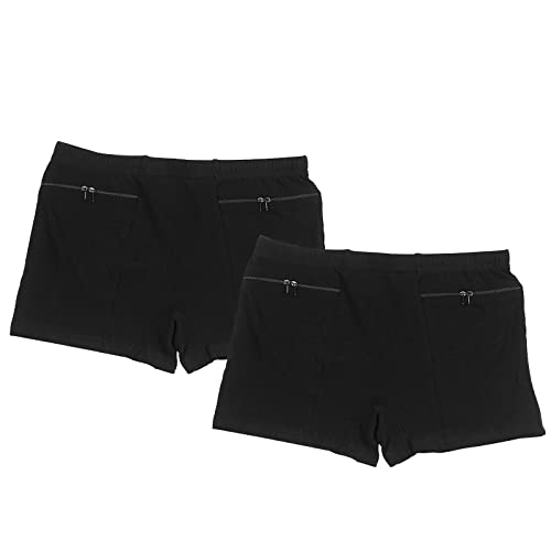LUEXBOX Pocket Pantie for Women, Travel Underwear with Secret Pocket Women's, Medium Size 2 Packs (Black)