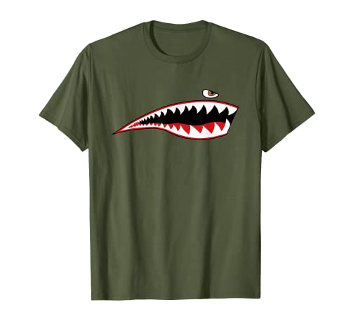 Shark Teeth P-40 Warhawk Nose Art WWII WW2 Airplane Vintage T-Shirt