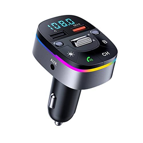 EUBSWA Bluetooth 5.0 FM Transmitter for Car, Wireless Bluetooth Car Adapter with Microphone & HiFi Sound MP3 Music Player Radio Audio Receiver Support Hands-Free Calling PD 18W Type-C USB Car Charger