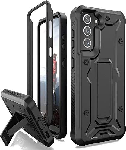 ArmadilloTek Vanguard Compatible with Samsung Galaxy S21 5G Case, Military Grade Full-Body Rugged with Built-in Kickstand [Screenless Version] - Black