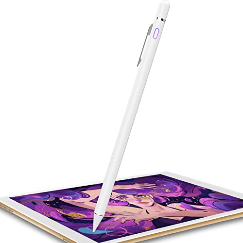 Stylus Pen for iPad, Pencil for iPad Pro 12.9/11/10.5/9.7 Inch Air 5/4/3/2/1 iPad 10/9/8/7/6/5/4 Mini 6/5/4/3/2 Generation Alternative Drawing Writing Digital Stylist for Touch Screens (Jet White)