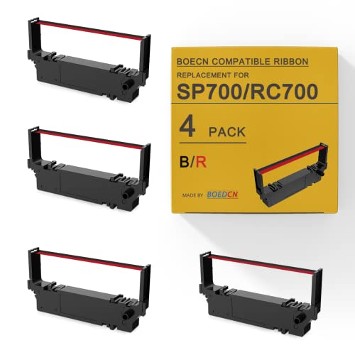 4 Pack SP-700 Compatible Ribbon B/R Replacement for Star SP700 Printer Ribbon 712 712R 742 742R RC-700br Kitchen Printer Ink Ribbon - Black Red