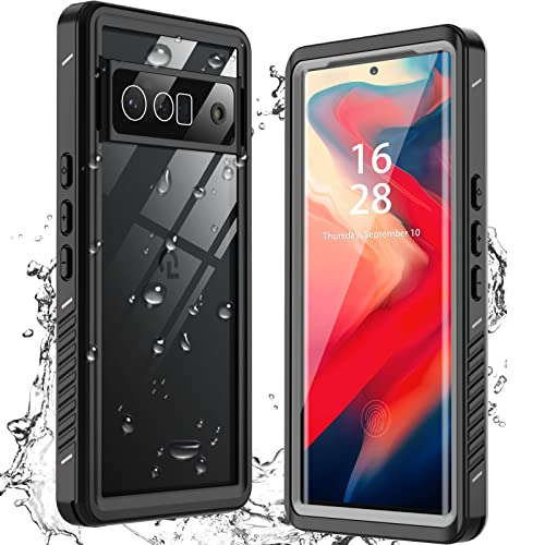 ANTSHARE Designed Google Pixel 6 Pro Case,Waterproof Shockproof Clear Protective Case with Built-in Screen Protector,Full Body Case Slim Cover for Pixel 6 Pro 6.7 Inches(Black/Clear)