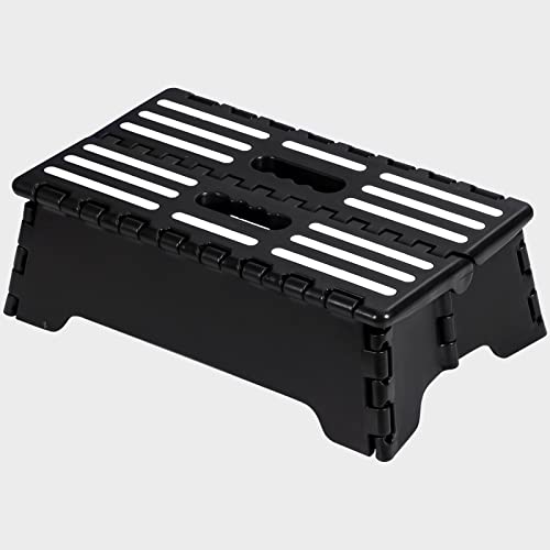 5 Inch Folding Step Stool - Portable Step Stool for Adults - Stepping Stool for Car, Kitchen & Bathroom with Handle, Black