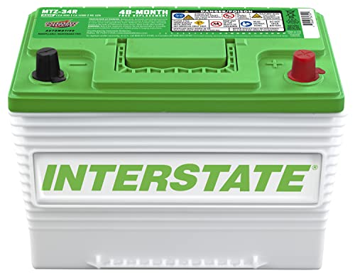 Interstate Batteries Automotive Battery 12V 63Ah (Group 34R, 24R) Pure Lead AGM, Deep Cycle, Top Post Automobile Replacement Battery (MTZ-34R) Cars, Jeeps, SUVs, Trucks, Minivans