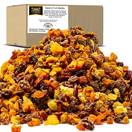 Traina Home Grown Sun Dried Bakers Fruit Medley - Diced Peaches, Cranberries, Apricots, Pears, Nectarines, and Raisins - Non GMO, Gluten Free, Value Size(5 lbs)