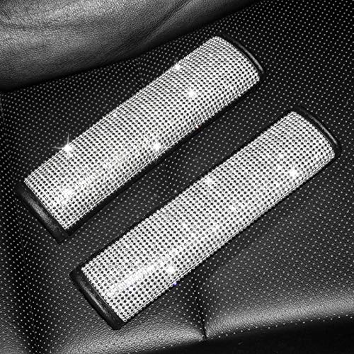 jaxiria Bling Seat Belt Shoulder Pads, Seat Belt Cover Pad,Crystal Car Seatbelt Covers Diamond Car Decor Accessories for Women,Lady,Men(2X Seat Belt Cover)