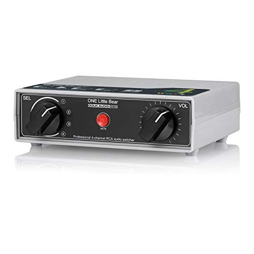 4-Way Analog RCA Stereo Audio Switcher Splitter Volume Control Passive Preamp
